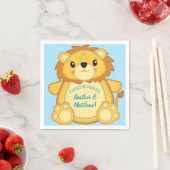 Serviette En Papier Lion Baby shower bleu (En situation)