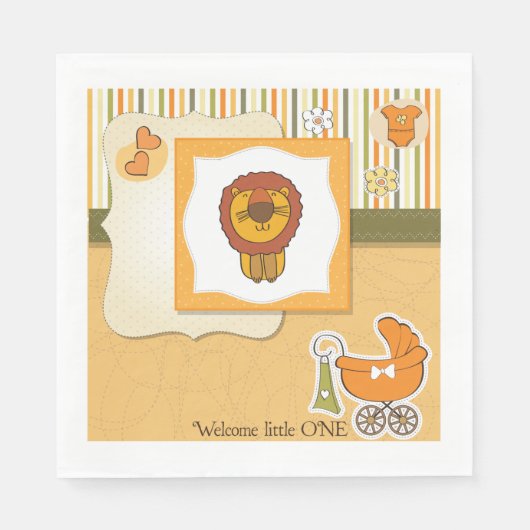 Serviette En Papier Lion Bébé Faire-part serviettes (Devant)