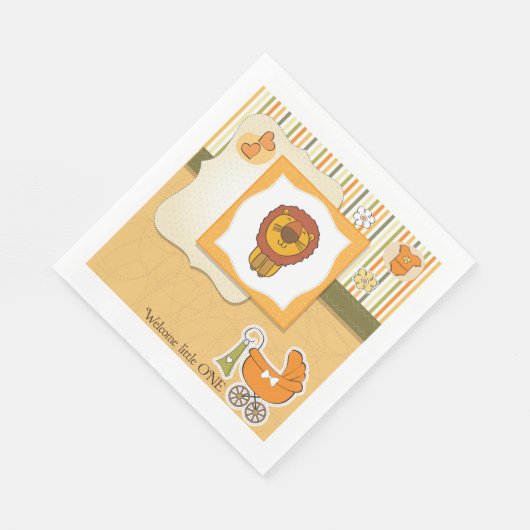 Serviette En Papier Lion Bébé Faire-part serviettes (Coin)