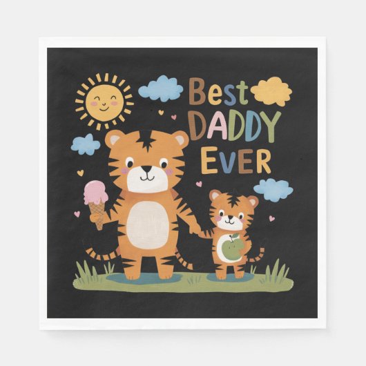 Serviette En Papier Lion Best Daddy Jamais (Devant)