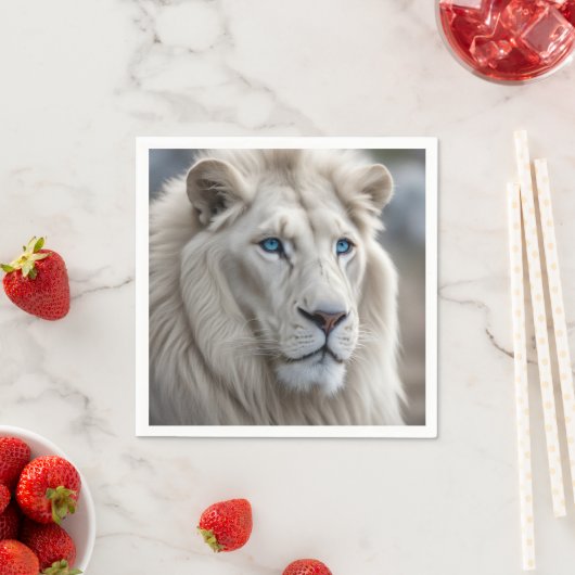 Serviette En Papier Lion blanc (En situation)