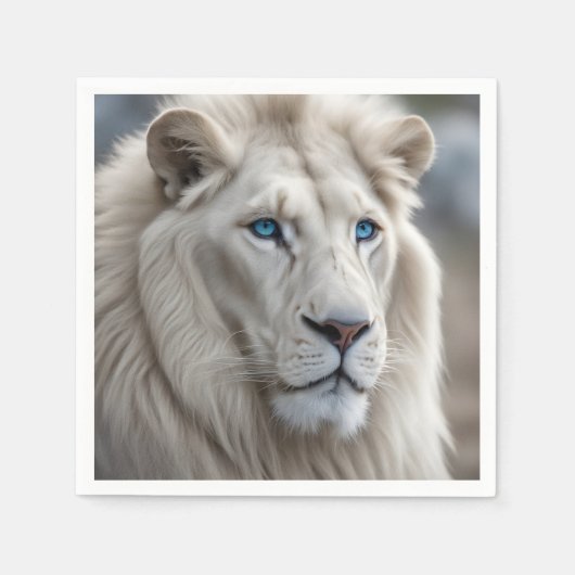 Serviette En Papier Lion blanc (Devant)