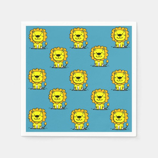 Serviette En Papier Lion bleu mignon (Devant)