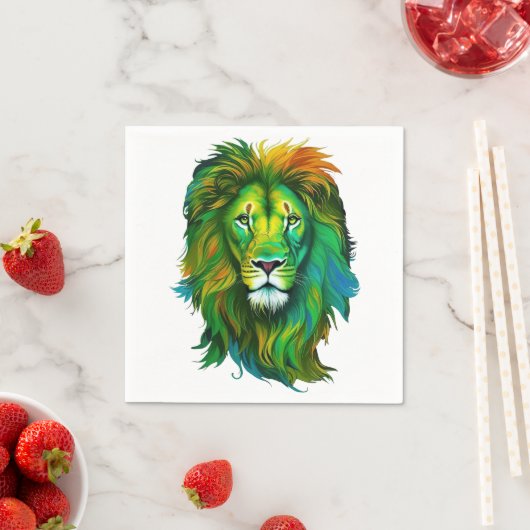 Serviette En Papier Lion coloré (En situation)