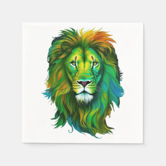 Serviette En Papier Lion coloré
