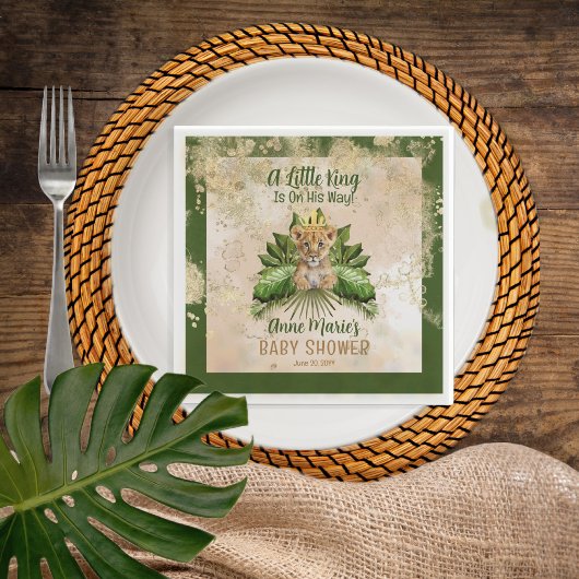 Serviette En Papier Lion Cub Un Petit Roi Est En Chemin Baby shower
