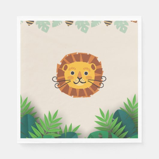 Serviette En Papier lion d'anniversaire de la jungle (Devant)