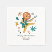 Serviette En Papier Lion de dessin et guitare (Devant)