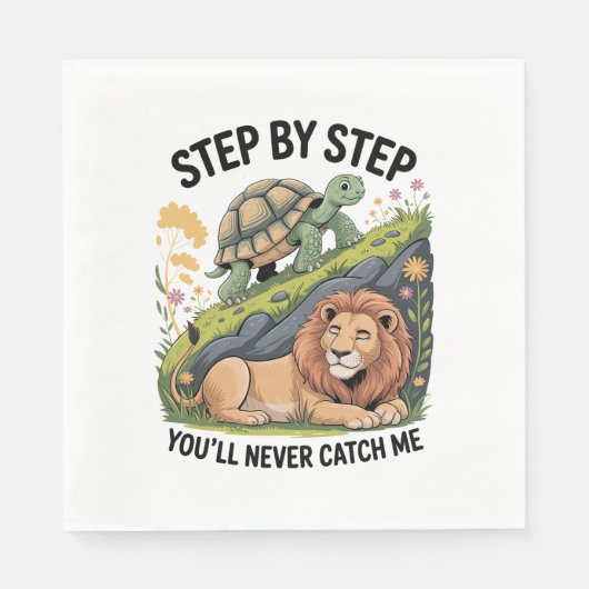 Serviette En Papier Lion de tortue drôle (Devant)