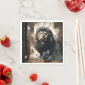 Serviette En Papier Lion effrayant (En situation)