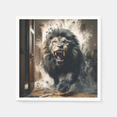 Serviette En Papier Lion effrayant (Devant)