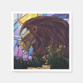 Serviette En Papier Lion et petits (Devant)