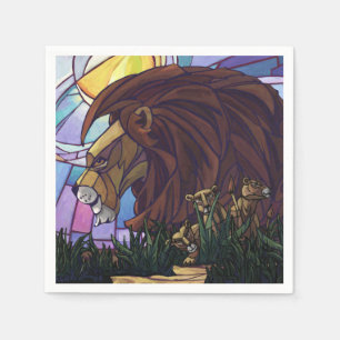 Serviette En Papier Lion et petits