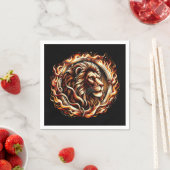 Serviette En Papier Lion flamboyant en anneau d'astrologie des flammes (En situation)