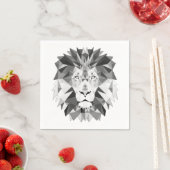 Serviette En Papier Lion géométrique argenté (En situation)