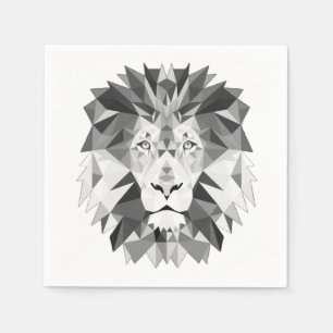 Serviette En Papier Lion géométrique argenté