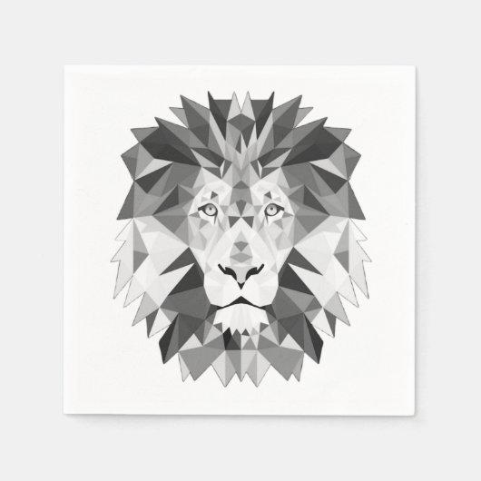 Serviette En Papier Lion géométrique argenté (Devant)