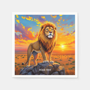 Serviette En Papier Lion Imaginaire Rocher du désert