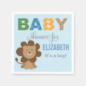 Serviette En Papier Lion Jungle Animal bébé garçon douche bleu (Devant)