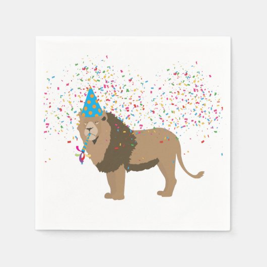 Serviette En Papier Lion Jungle Fêter les animaux faire la fête (Devant)