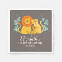 Lion Jungle Safari Gris bébé garçon douche