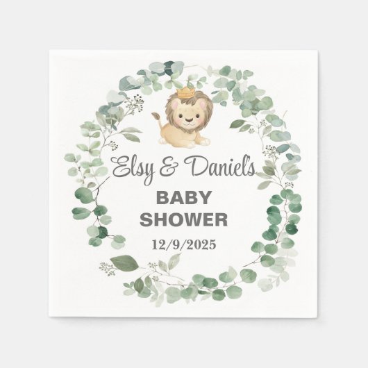 Serviette En Papier Lion King, Lion Cub baby shower paper napkins. (Devant)
