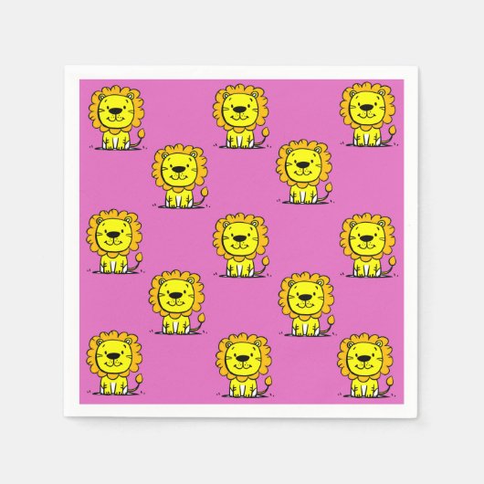 Serviette En Papier Lion rose mignon (Devant)