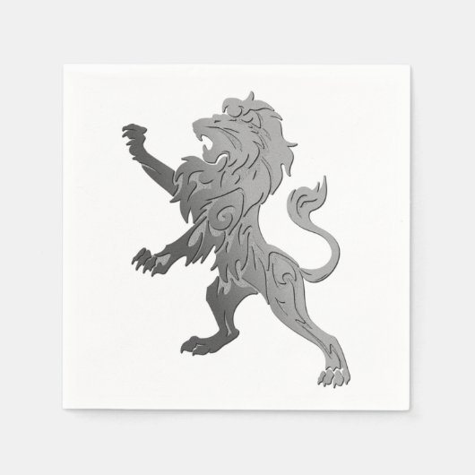 Serviette En Papier Lion royal d'argent (Devant)