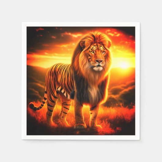 Serviette En Papier Lion Tiger (Devant)