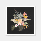 Serviette En Papier Liquide d'hibiscus d'ananas tropical sur noir (Devant)