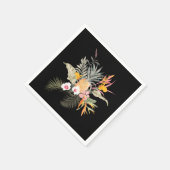 Serviette En Papier Liquide d'hibiscus d'ananas tropical sur noir (Coin)