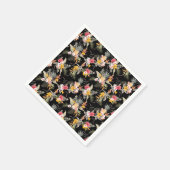 Serviette En Papier Liquide d'hibiscus d'ananas tropical sur noir (Coin)