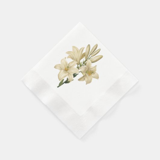 Serviette En Papier lis blanc (Lilium candidum) par Redouté (Coin)