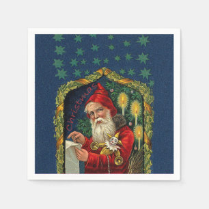 Serviette En Papier Liste de contrôle Père Noël victorienne bougies Ho