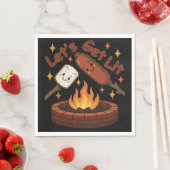 Serviette En Papier Lit Firepit - mignon Marshmallow & Hot Dog (En situation)