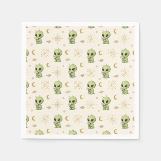 Serviette En Papier Little Alien Smells Flower for First Time (Devant)