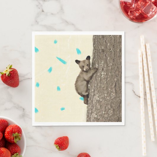 Serviette En Papier Little Bear Cub Escalade Tree Party (En situation)