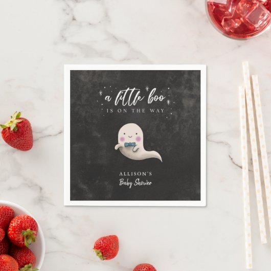 Serviette En Papier Little Boo Ghost avec Bow Cravate Baby shower (En situation)
