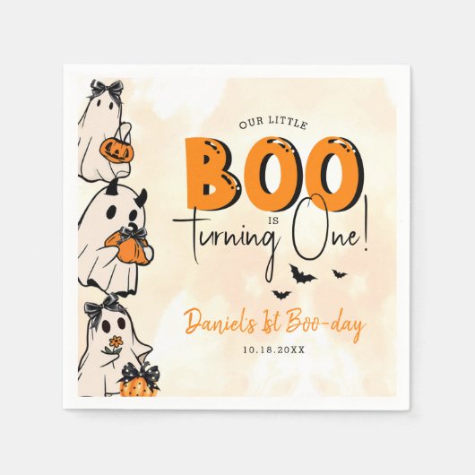 Serviette En Papier Little Boo Halloween 1er anniversaire (Devant)