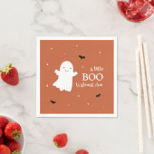 Serviette En Papier Little Boo Halloween Ghost Orange Baby shower (En situation)