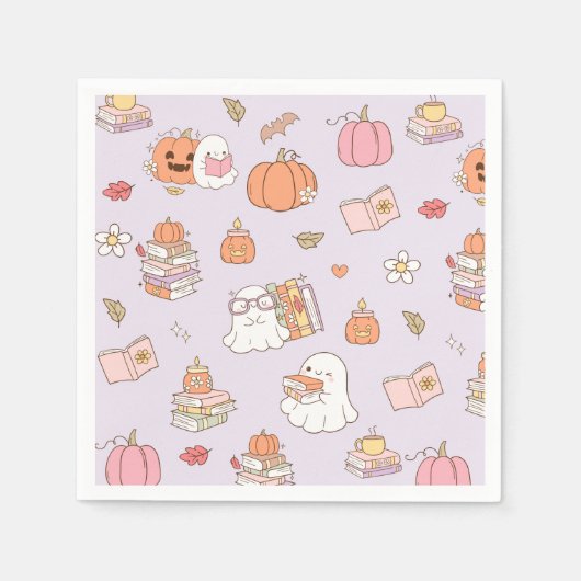 Serviette En Papier Little Boo Lilac Whimsical Books Baby shower (Devant)