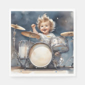 Serviette En Papier Little Boy Drummer Watercolor Fête d'illustration (Devant)