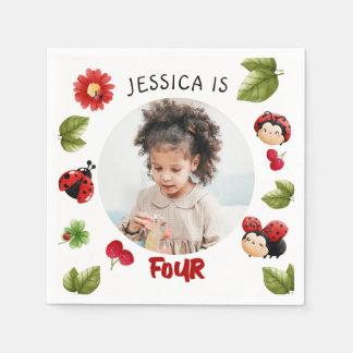 Serviette En Papier Little Bug Pink Ladybug à tout âge Anniversaire Ph