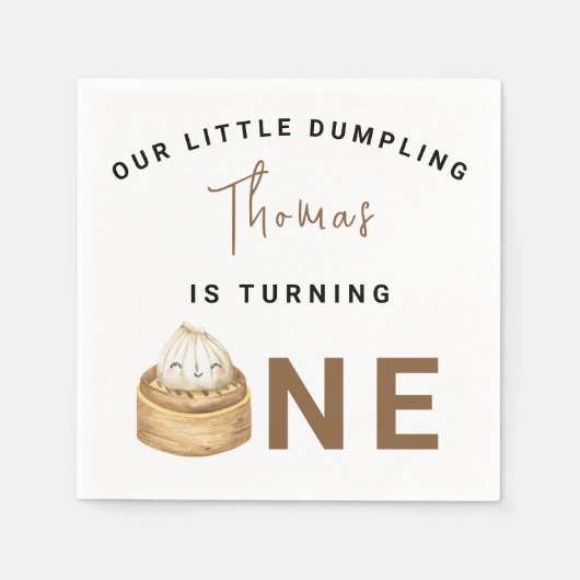 Serviette En Papier Little Chinese dumpling first Birthday Party (Devant)