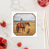 Serviette En Papier Little Cowgirl on Cattle Horse (En situation)