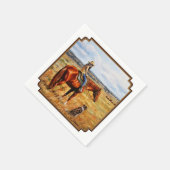 Serviette En Papier Little Cowgirl on Cattle Horse (Coin)
