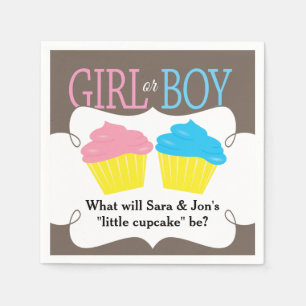 Serviette En Papier Little Cupcake Pink ou Blue Genre Revevela Party