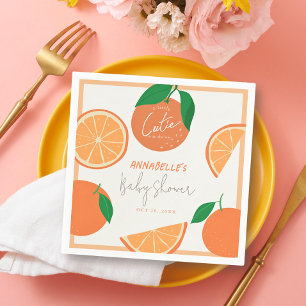 Serviette En Papier Little Cutie Baby shower moderne orange