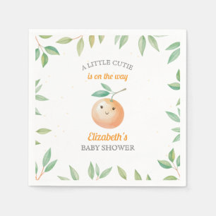 Serviette En Papier Little Cutie est en route Fête de bébé orange