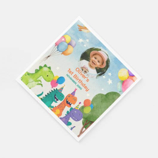 Serviette En Papier Little Dino 1st Birthday Paper Napkin (Coin)